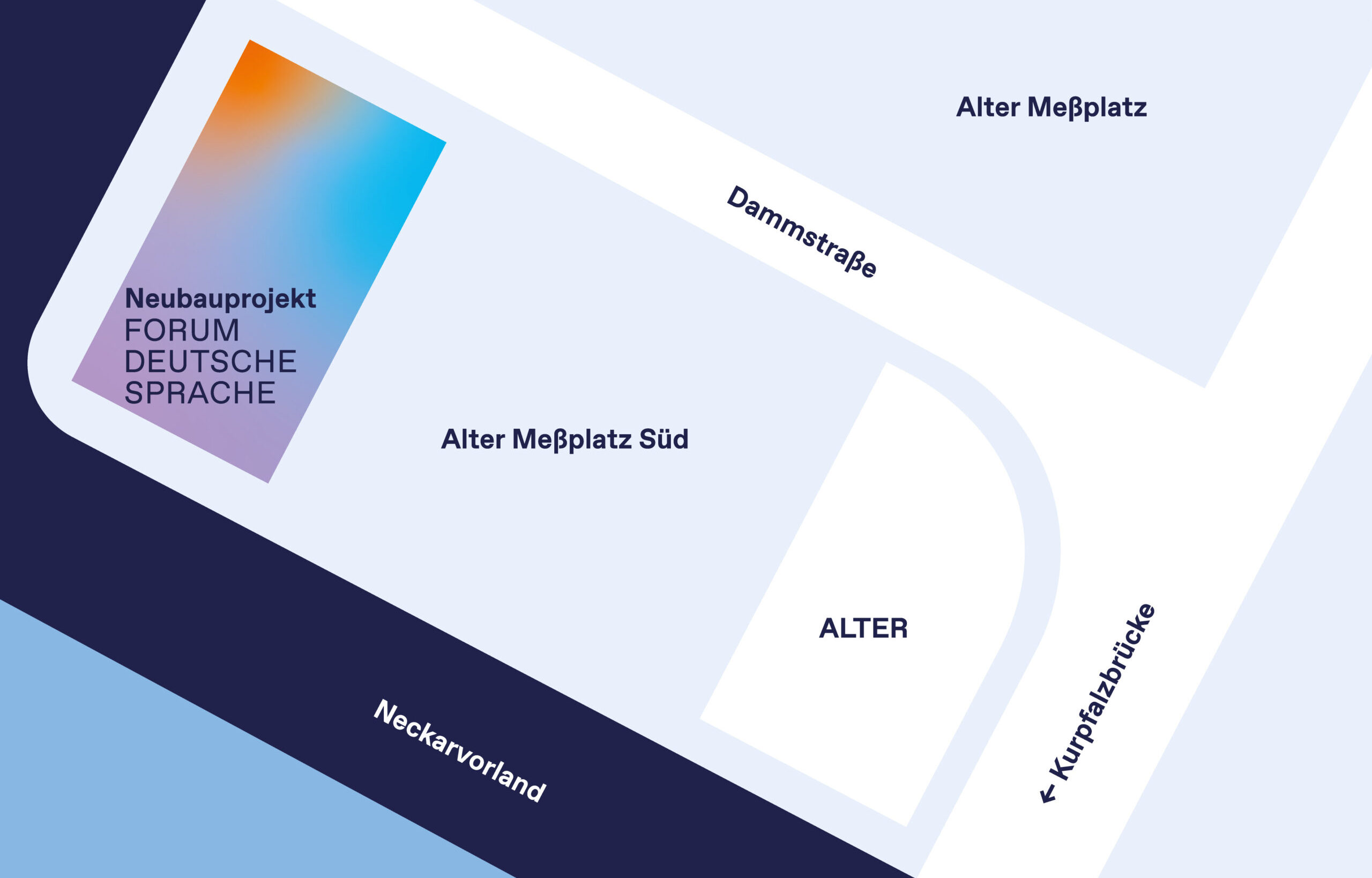 Übersicht Alter Meßplatz Süd mit Lage des Neubauprojekts Forum Deutsche Sprache © Brückner + Brückner